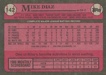 1989 Topps #142 Mike Diaz Back