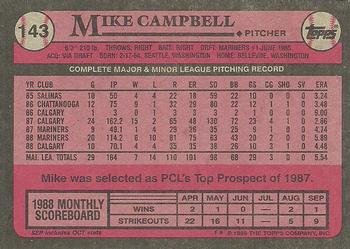 1989 Topps #143 Mike Campbell Back