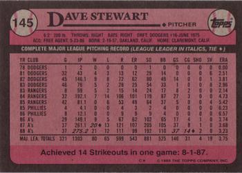 1989 Topps #145 Dave Stewart Back
