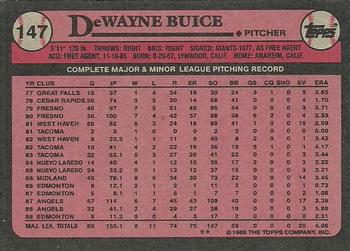 1989 Topps #147 DeWayne Buice Back