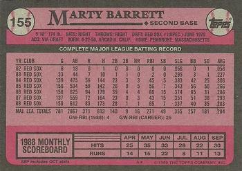1989 Topps #155 Marty Barrett Back