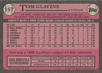 1989 Topps #157 Tom Glavine Back