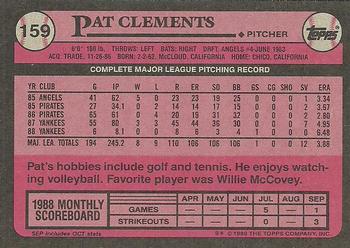 1989 Topps #159 Pat Clements Back