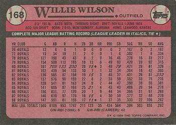 1989 Topps #168 Willie Wilson Back