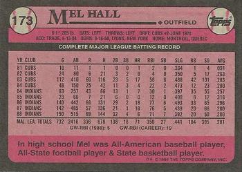 1989 Topps #173 Mel Hall Back