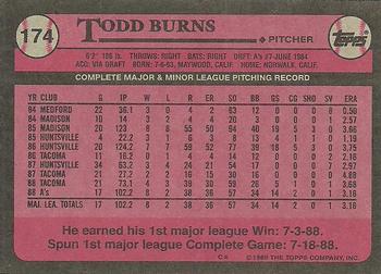 1989 Topps #174 Todd Burns Back