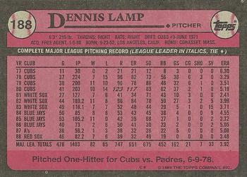 1989 Topps #188 Dennis Lamp Back