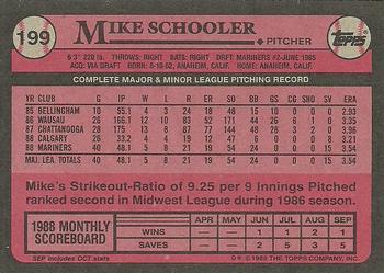 1989 Topps #199 Mike Schooler Back