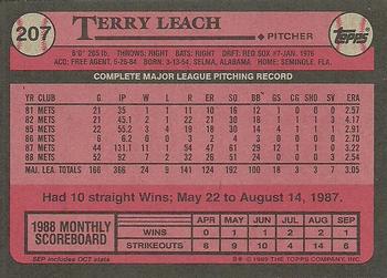 1989 Topps #207 Terry Leach Back