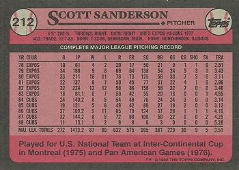 1989 Topps #212 Scott Sanderson Back