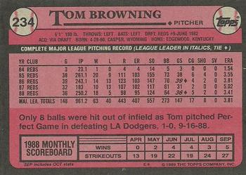 1989 Topps #234 Tom Browning Back