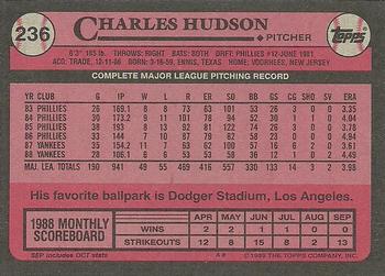 1989 Topps #236 Charles Hudson Back