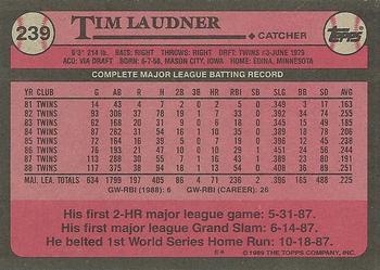 1989 Topps #239 Tim Laudner Back