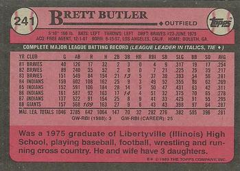1989 Topps #241 Brett Butler Back