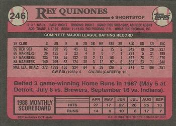 1989 Topps #246 Rey Quinones Back