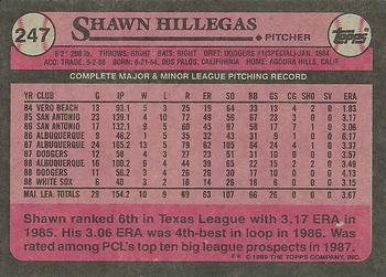 1989 Topps #247 Shawn Hillegas Back