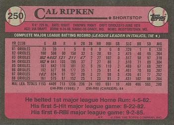 1989 Topps #250 Cal Ripken Back