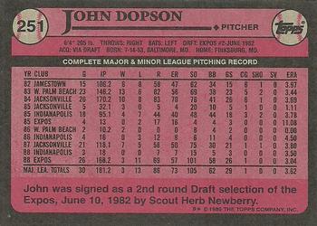 1989 Topps #251 John Dopson Back