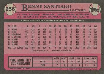 1989 Topps #256 Benny Santiago Back