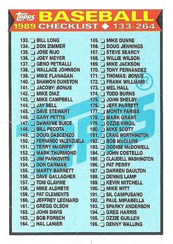 1989 Topps #258 Checklist: 133-264 Front