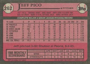 1989 Topps #262 Jeff Pico Back