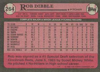1989 Topps #264 Rob Dibble Back