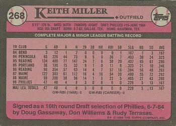 1989 Topps #268 Keith Miller Back