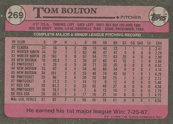 1989 Topps #269 Tom Bolton Back