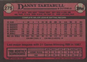 1989 Topps #275 Danny Tartabull Back