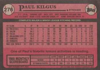 1989 Topps #276 Paul Kilgus Back
