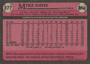 1989 Topps #277 Mike Davis Back