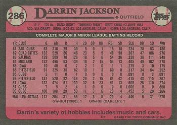 1989 Topps #286 Darrin Jackson Back