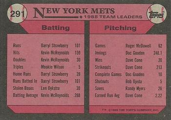 1989 Topps #291 Mets Leaders Back