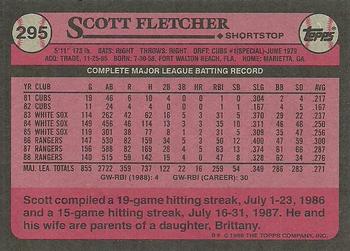 1989 Topps #295 Scott Fletcher Back