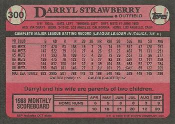 1989 Topps #300 Darryl Strawberry Back