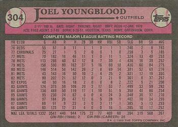 1989 Topps #304 Joel Youngblood Back