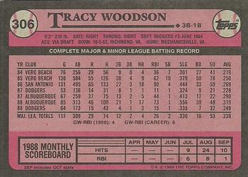1989 Topps #306 Tracy Woodson Back