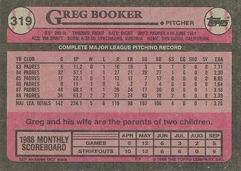 1989 Topps #319 Greg Booker Back
