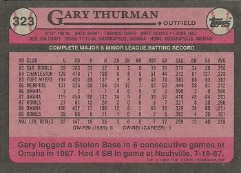 1989 Topps #323 Gary Thurman Back