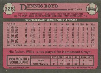 1989 Topps #326 Dennis Boyd Back