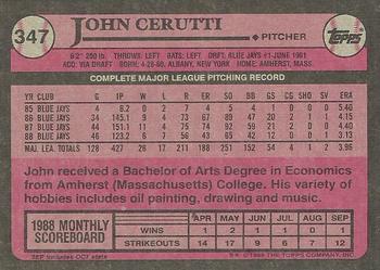 1989 Topps #347 John Cerutti Back
