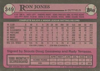 1989 Topps #349 Ron Jones Back