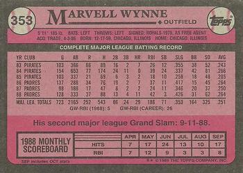 1989 Topps #353 Marvell Wynne Back