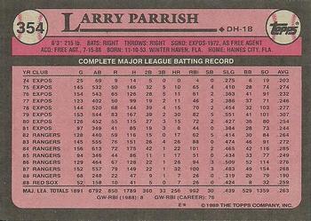 1989 Topps #354 Larry Parrish Back