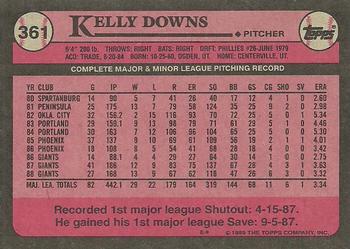 1989 Topps #361 Kelly Downs Back