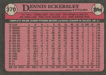 1989 Topps #370 Dennis Eckersley Back