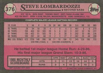 1989 Topps #376 Steve Lombardozzi Back