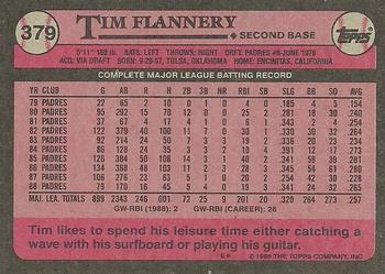 1989 Topps #379 Tim Flannery Back