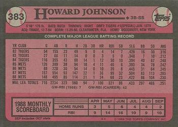 1989 Topps #383 Howard Johnson Back