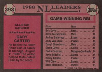 1989 Topps #393 Gary Carter Back